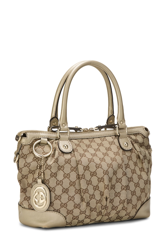 Gold GG Canvas Sukey Zip Handbag, , large image number 1