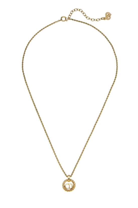 Gold Round 'CD' Necklace Small, , large image number 0