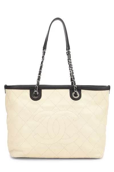 Cream Caviar 'CC' Daily Shopping Tote Small