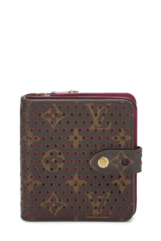 Pink Monogram Perforated Compact Zip Wallet, , large image number 0