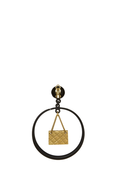 Black Hoop Earrings, , large