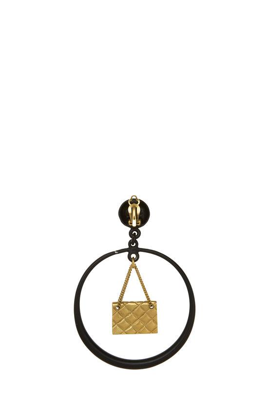 Black Hoop Earrings, , large image number 1