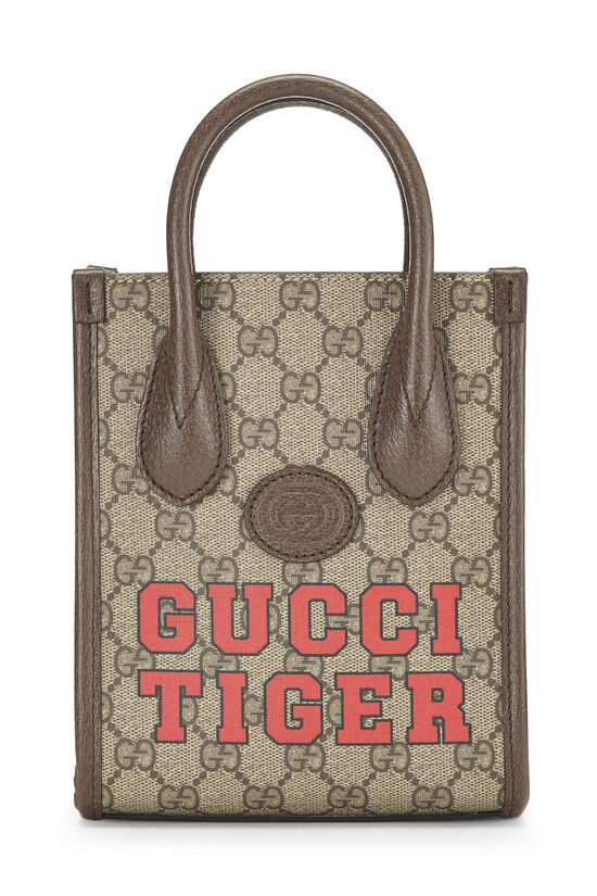 Gucci Brown GG Supreme Canvas Tiger Tote Mini QFB4VH0L09000