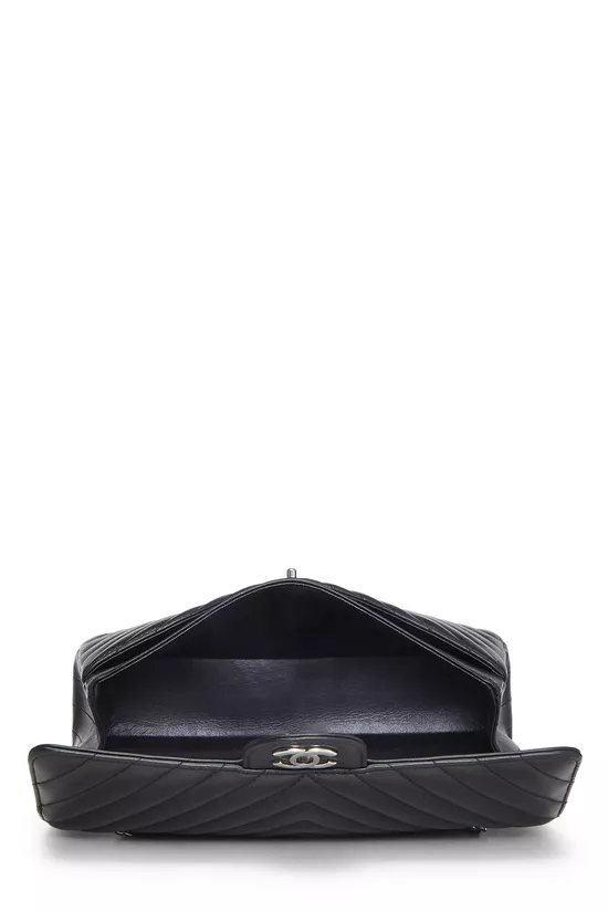 Black Chevron Lambskin Classic Double Flap Medium, , large image number 5