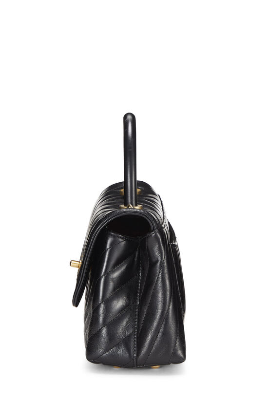 Black Chevron Calfskin Coco Handle Bag Mini , , large image number 4