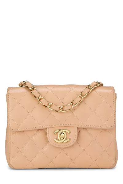 Pink Quilted Caviar Half Flap Mini