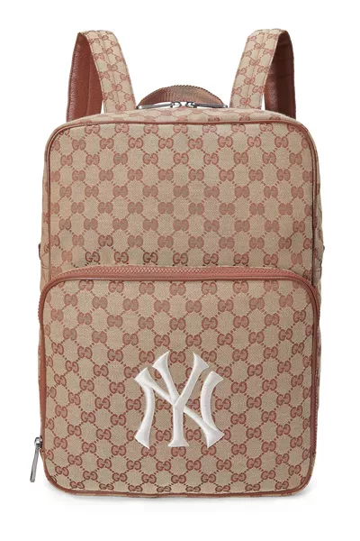 Orange GG Canvas New York Yankees Backpack