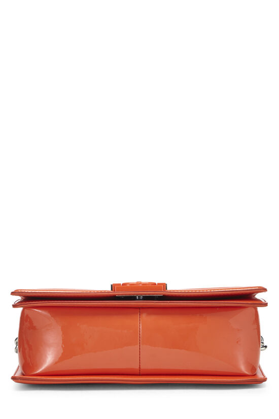 Orange Quilted Patent Leather Boy Bag Medium, , large image number 6
