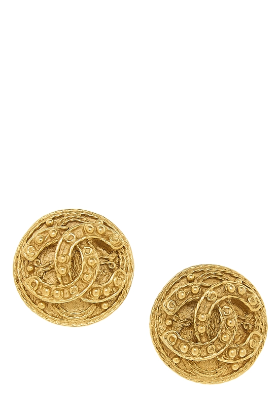 Gold 'CC' Filigree Round Earrings, , large image number 0
