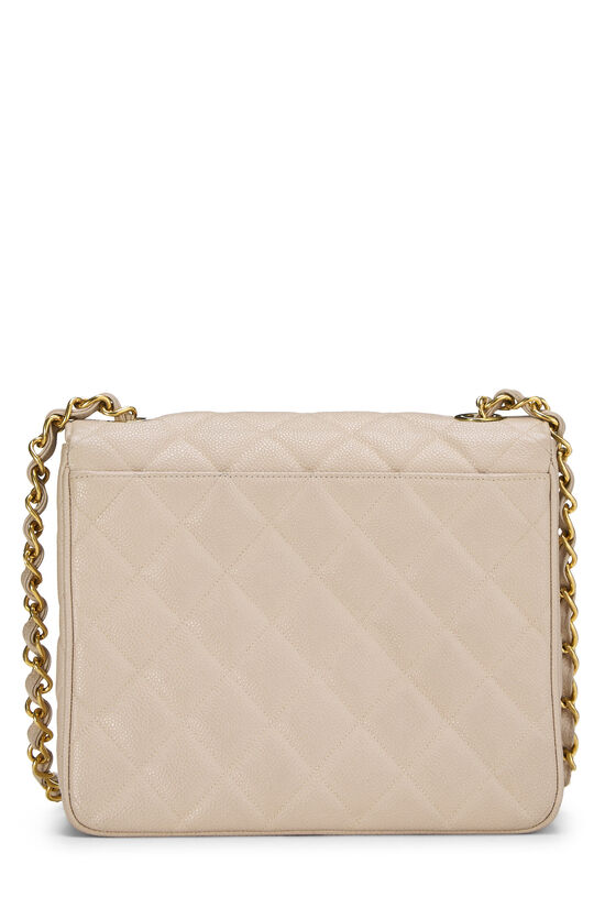 Beige Quilted Caviar Square Flap, , large image number 3