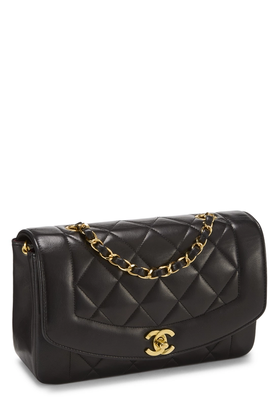 Black Quilted Lambskin Diana Flap Small, , large image number 1
