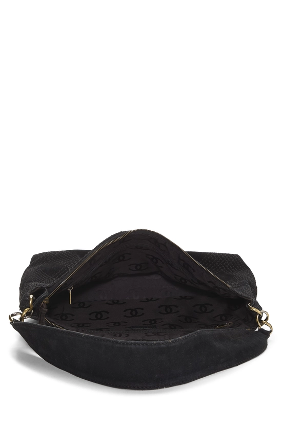 Black Suede Wild Stitch Shoulder Bag, , large image number 5