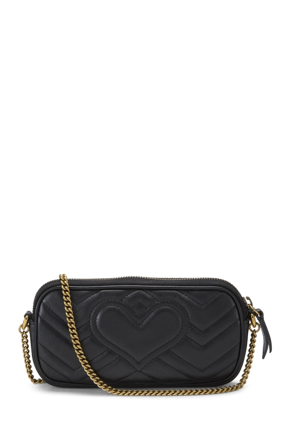 Black Leather GG Marmont Chain Bag Mini, , large image number 3