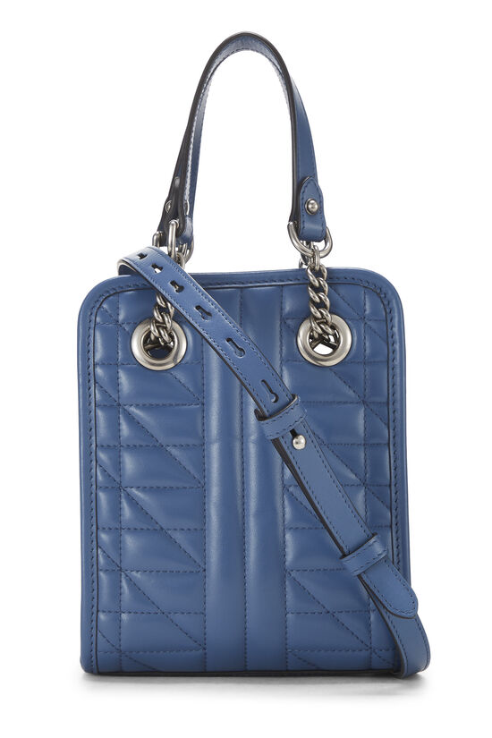 Blue Leather GG Marmont Convertible Shoulder Bag, , large image number 3