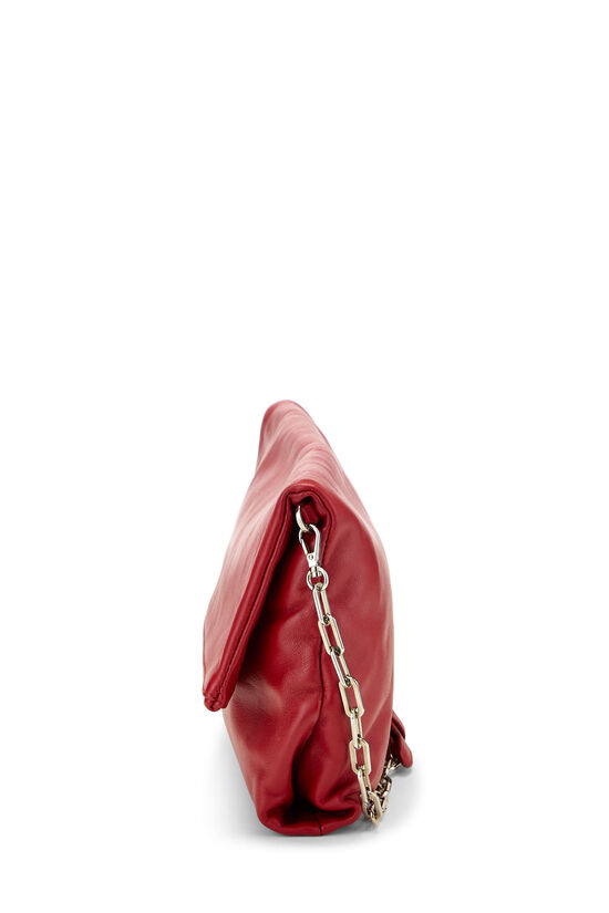 Red Calfskin Leather Fold Over Clutch, , large image number 2