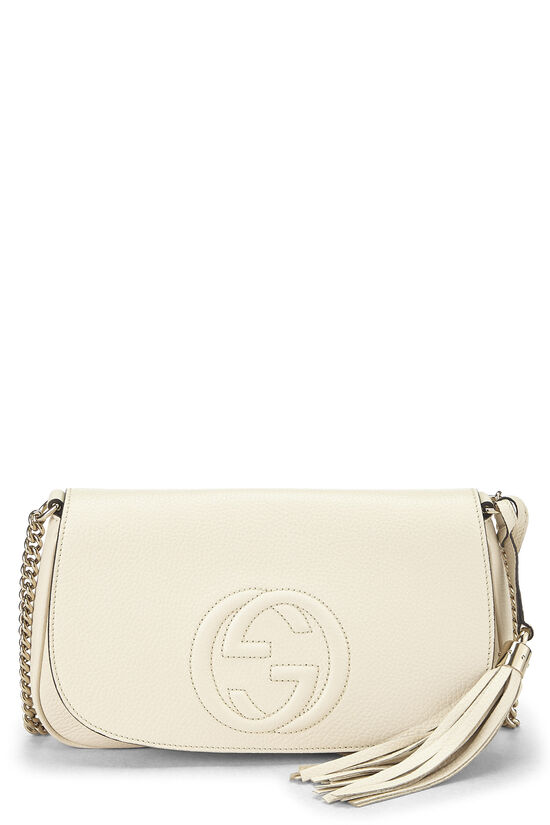 Beige Grained Leather Soho Chain Flap Crossbody, , large image number 0