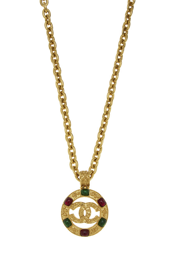 Gold Filigree & Multicolor Gripoix Necklace, , large image number 1
