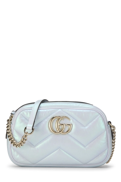 Gucci Green Iridescent Leather GG Marmont Crossbody Small