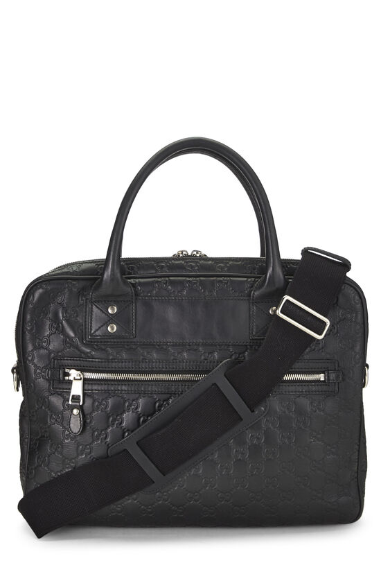 Black Rubberized Guccissima Briefcase, , large image number 3
