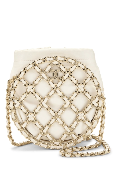 Chanel White Round Caged Chain Around Crossbody