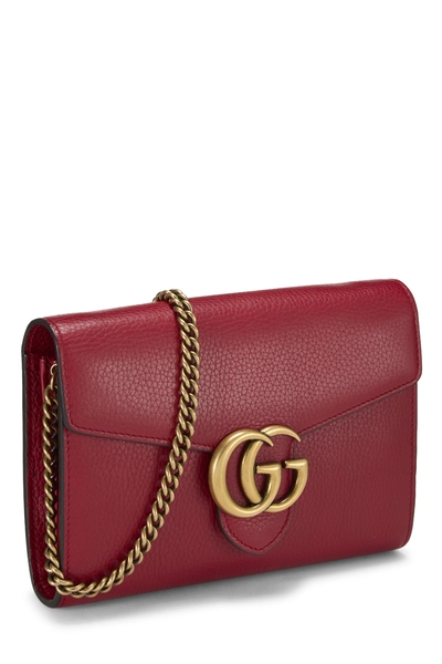 Red Leather GG Marmont Wallet On Chain (WOC) Mini, , large