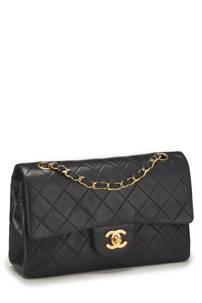 Black Quilted Lambskin Classic Double Flap Small, , large