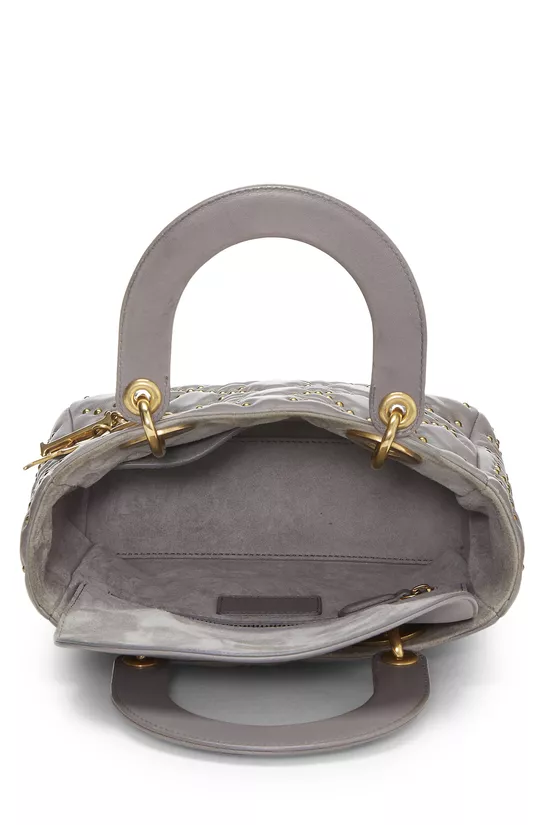 Grey Studded Leather Lady Dior Small, , large image number 6
