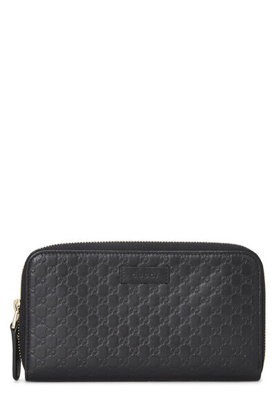 Black Microguccissima Leather Zip Around Wallet