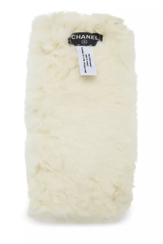 White 'CC' Fur Arm Warmer, , large image number 3