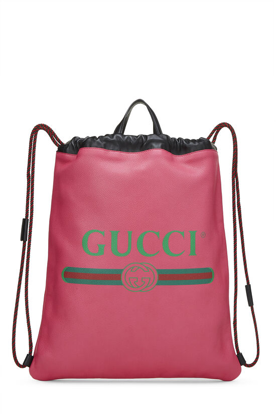 Pink Leather Drawstring Backpack Large, , large image number 0