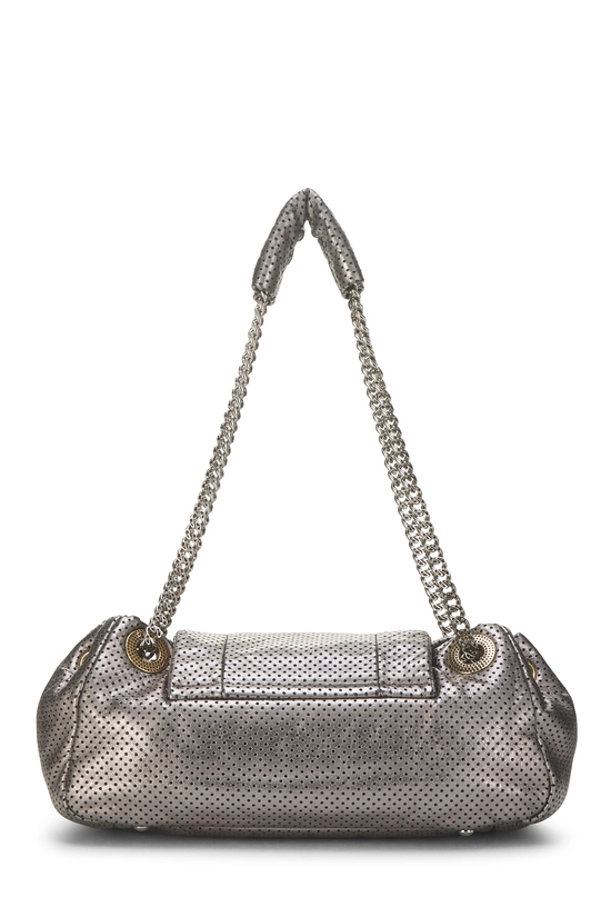Silver Perforated Drill Accordion Flap Bag Small, , large image number 3