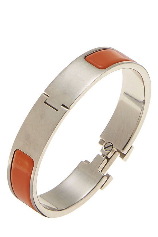 Orange Enamel Clic-Clac 'H' Bracelet Narrow, , large image number 1