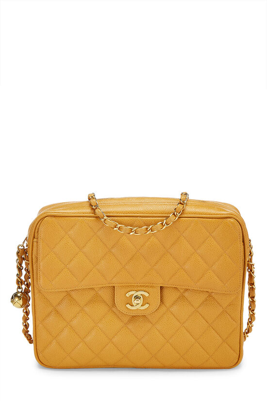 Yellow Quilted Caviar Pocket Camera Bag Large, , large image number 1