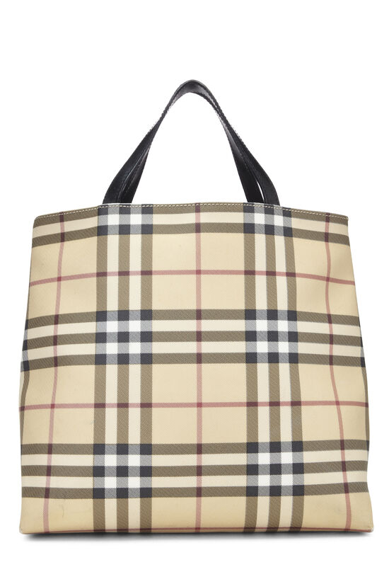 Burberry Beige House Check Coated Canvas Shopping Tote Medium QKBAJH8QK7006