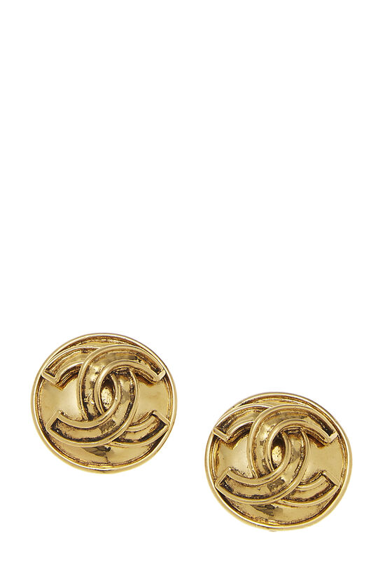 Chanel Classic Gold Twisted CC Pearl Stone Piercing Earrings at