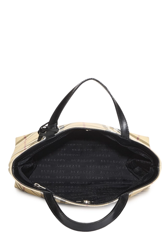 Beige Vinyl House Check Shopping Handbag Medium, , large image number 5