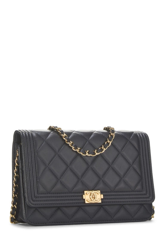 Navy Quilted Lambskin Boy Wallet on Chain (WOC), , large image number 1