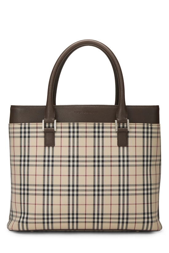 Brown House Check Jacquard Handbag Medium, , large image number 0