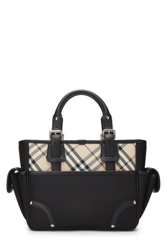 Black Nylon & House Check Jacquard Handbag, , large image number 3