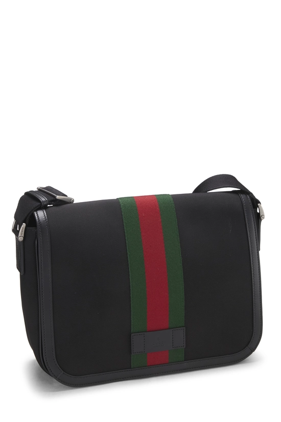 Black Techno Canvas Web Flap Messenger Large, , large image number 1