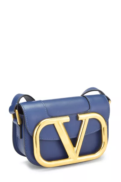 Blue Calfskin Supervee Crossbody Small, , large