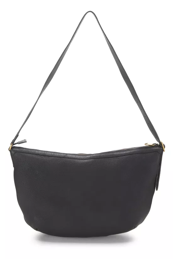Black Leather Logo Half Moon Hobo, , large image number 3