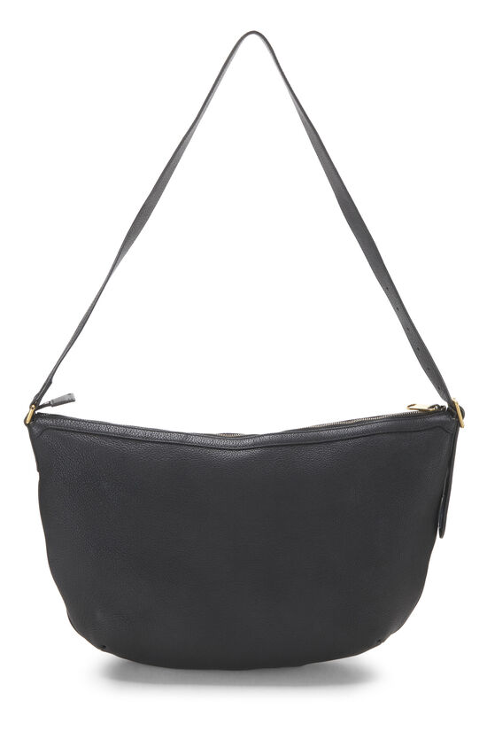 Black Leather Logo Half Moon Hobo, , large image number 3