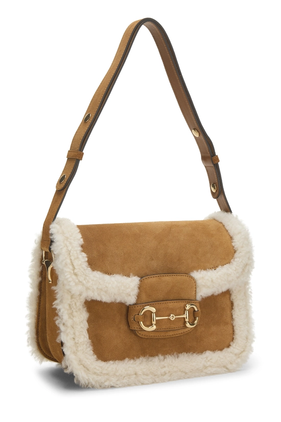 Brown Shearling 1955 Horsebit Shoulder Bag, , large image number 1