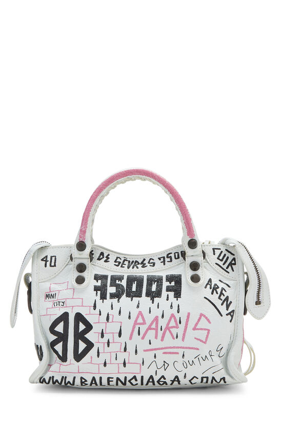 Balenciaga Agneau Graffiti Shoulder Bag Large White in Leather - US