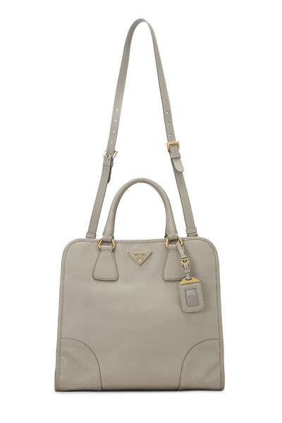 Grey Saffiano Shopping Handbag , , large