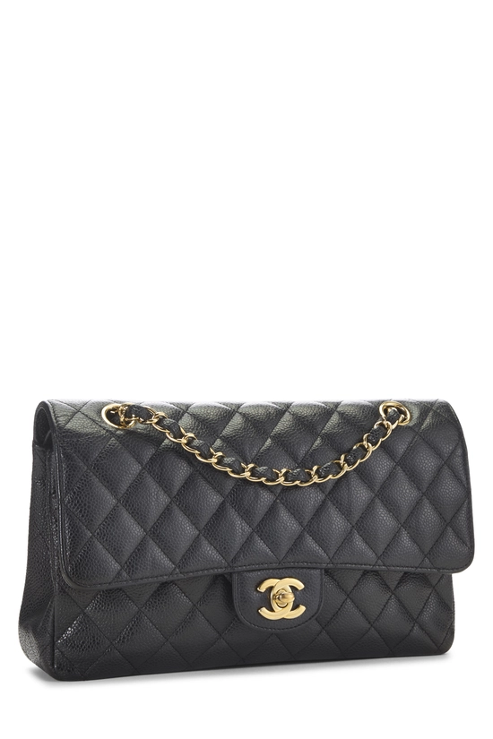 Black Quilted Caviar Classic Double Flap Medium, , large image number 1