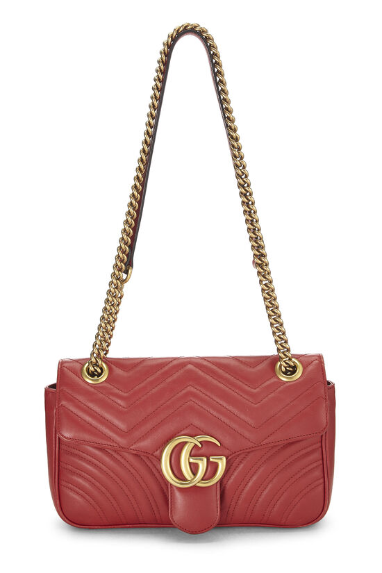 Red Leather GG Marmont Shoulder Bag Small, , large image number 0