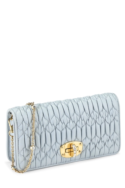 Blue Nappa Crystal Flap Wallet On Chain (WOC), , large