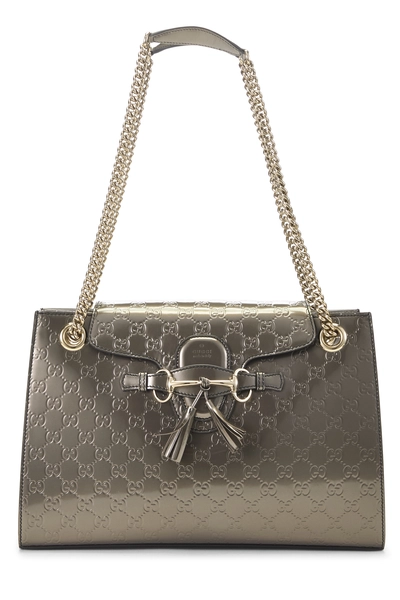Gucci Grey Patent Leather Emily Chain Shoulder Bag Large — photo 1